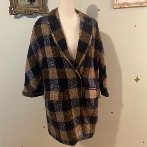 Baciano plaid wool petite small overcoat